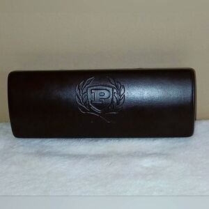 Elegant Phat Farm Dark Brown Eyeglass Case with Embossed Emblem